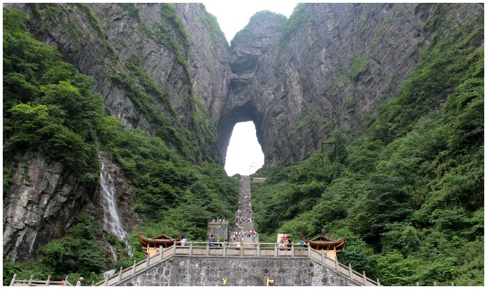 The door to heaven is in Tianmen Mountain of China