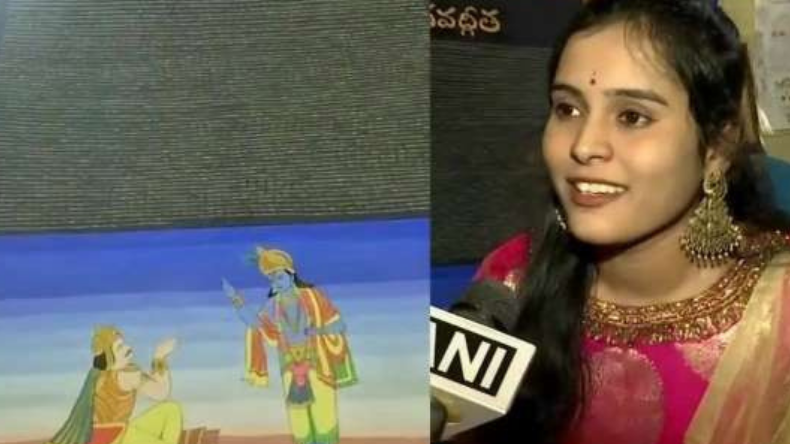 Bhagavad Gita : law student in hyderabad has written bhagavad gita rice on 4042 rice grains